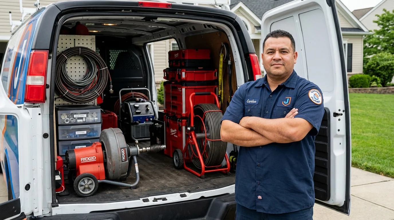 Professional drain cleaning equipment and Johns Plumbing LLC plumber in South Boston
