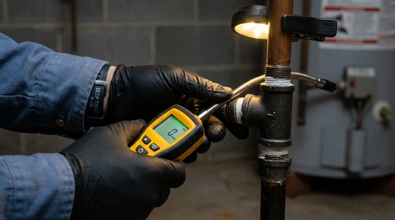 Gas leak detection with electronic sniffer by Johns Plumbing LLC in South Boston