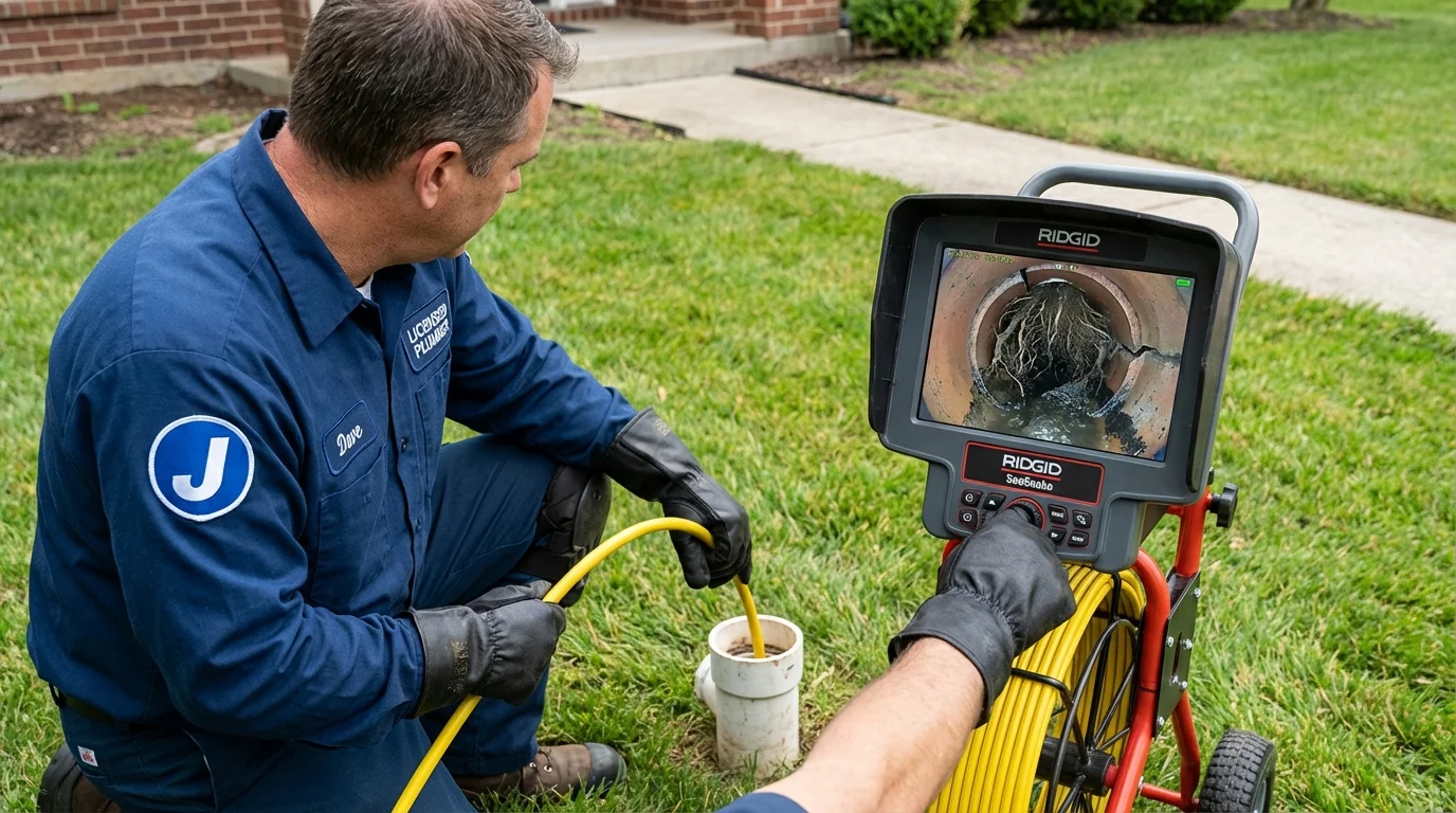 Sewer camera inspection being performed by Johns Plumbing LLC in South Boston