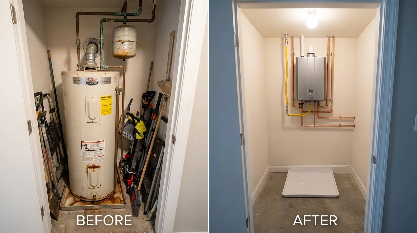 Tank water heater versus wall-mounted tankless unit comparison for South Boston, MA homeowners